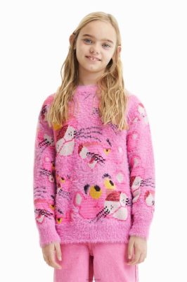 Desigual garota Jumper de pantera rosa de tamanho grande 6F4T21860
