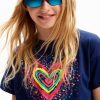 Desigual garota T-shirt de coração de lantejoulas 6F4T21755