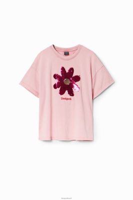 Desigual garota T-shirt de flores de lantejoulas 6F4T21740