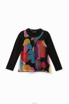 Desigual garota T-shirt de impressão de tule 6F4T21802