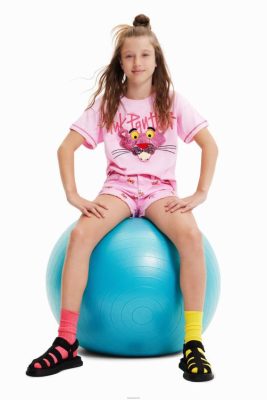 Desigual garota T-shirt de pantera rosa de lantejoulas 6F4T21798