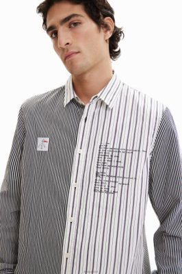 Desigual homens Camisa listrada pela metade e meia 6F4T21651