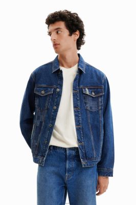 Desigual homens Jaqueta de caminhão de jeans de retalhos 6F4T21603