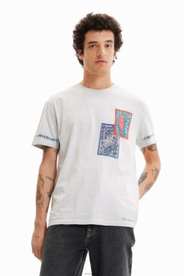 Desigual homens T-shirt de impressão e patch 6F4T21693