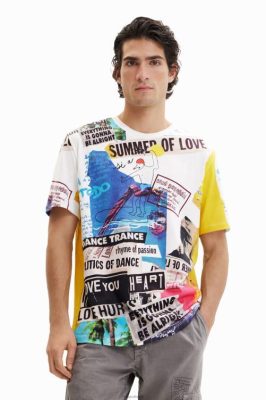 Desigual homens T-shirt de jornal de manga curta 6F4T21517