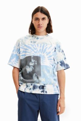 Desigual homens T-shirt de tie-dye de retalhos 6F4T21516