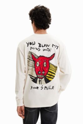 Desigual homens T-shirt ilustração de manga longa 6F4T21545