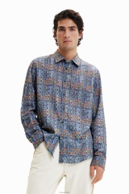 Desigual homens camisa de logotipo bordado 6F4T21543