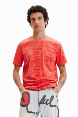 Desigual homens camiseta de logotipo em tecido lavado 6F4T21560