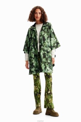Desigual mulheres Capa de chuva de camuflagem com capuz 6F4T21424