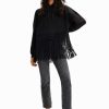 Desigual mulheres Hoodie Fringe de tamanho grande 6F4T2946