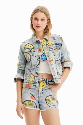 Desigual mulheres Jaqueta de jeans smiley de tamanho grande 6F4T2927
