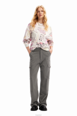 Desigual mulheres Moletom de jornal de tamanho grande 6F4T2263