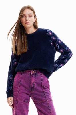 Desigual mulheres Pullover de efeito de peles floral 6F4T2350