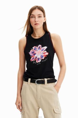 Desigual mulheres T-shirt com flores sem mangas 6F4T21167