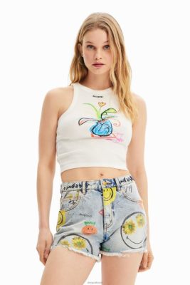Desigual mulheres T-shirt de ilustração com nervuras esbeltas 6F4T2580