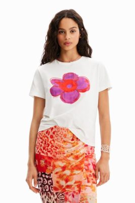 Desigual mulheres T-shirt de ilustração de flores 6F4T237