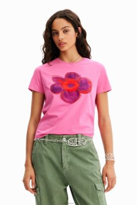 Desigual mulheres T-shirt de ilustração de flores 6F4T28