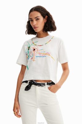 Desigual mulheres T-shirt de ilustração do colar 6F4T2606