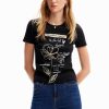 Desigual mulheres T-shirt de mensagem de flor 6F4T2121