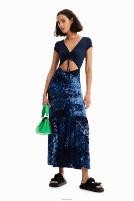 Desigual mulheres Vestido longo com estampa de animais texturizados com textura 6F4T2591