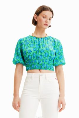 Desigual mulheres blusa de manga-de-manga de gravata curta 6F4T2692
