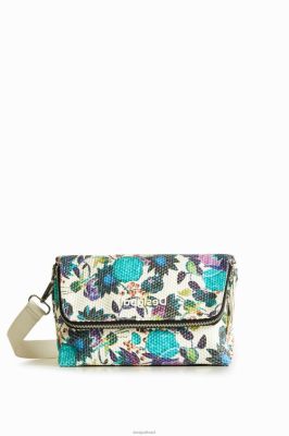 Desigual mulheres bolsa de sling trançada floral 6F4T21387