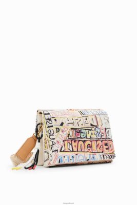 Desigual mulheres bolsa mensageiro de letras de médio porte 6F4T2361