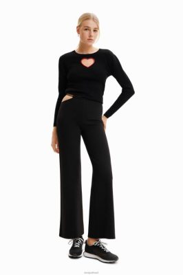 Desigual mulheres calças de corrente recortadas 6F4T2353