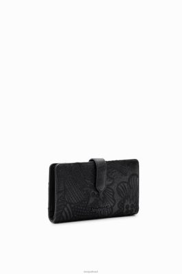 Desigual mulheres carteira de tamanho médio com flores bordadas 6F4T21240