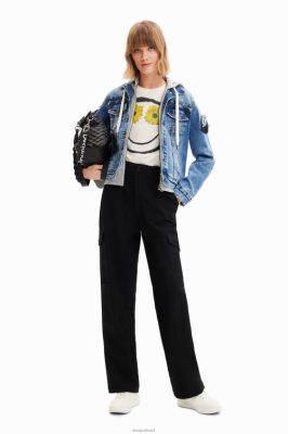 Desigual mulheres jaqueta de caminhão jeans com capuz 6F4T2306