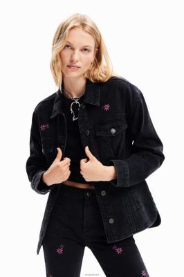 Desigual mulheres jaqueta de caminhão jeans floral 6F4T2278