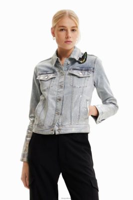 Desigual mulheres jaqueta de caminhoneiro de jeans metálicos 6F4T2865