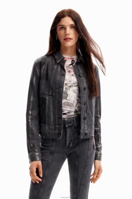 Desigual mulheres jaqueta de caminhoneiro de jeans metálicos 6F4T2897