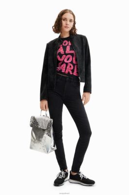 Desigual mulheres jaqueta de motociclista com efeito de camurça 6F4T2715