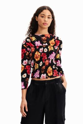 Desigual mulheres m. Blusa Christian Lacroix Floral Ruched 6F4T2615