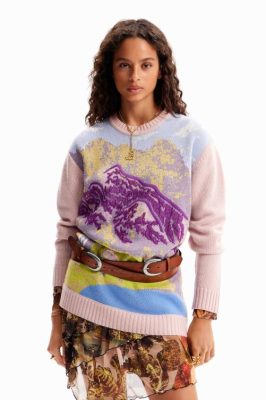 Desigual mulheres m. Pullover de paisagem cristão lacroix 6F4T2231