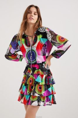 Desigual mulheres m. vestido em camadas cristão lacroix 6F4T2685