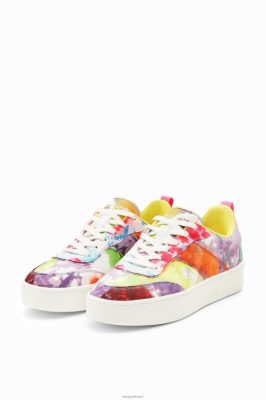 Desigual mulheres tênis de plataforma de retalhos de aquarela 6F4T21503
