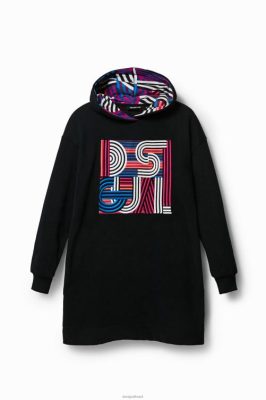 Desigual mulheres vestido com capuz de pelúcia curta 6F4T21038