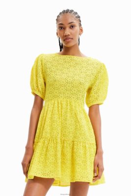 Desigual mulheres vestido de bordado suíço curto 6F4T2756