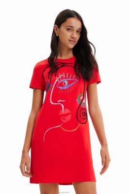 Desigual mulheres vestido de camiseta de rosto artístico 6F4T2945