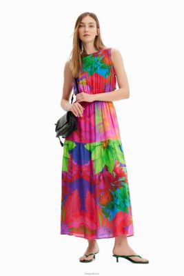 Desigual mulheres vestido de corte de flores compridas 6F4T2403