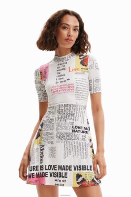 Desigual mulheres vestido de patinador de jornal curto 6F4T2845
