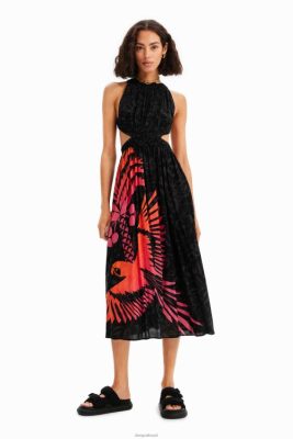 Desigual mulheres vestido midi de corte tropical 6F4T2960